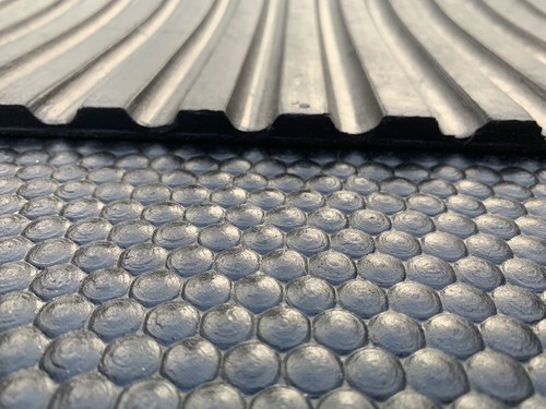 Gym soiled rubber flooring - soiled,